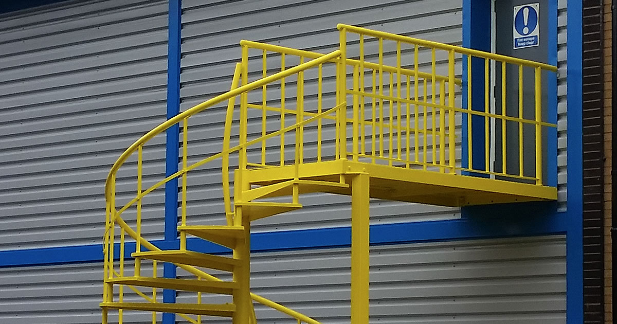 external steel stairway fixture painted