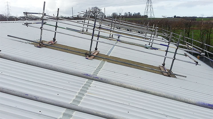 roof scaffolding installed for safety