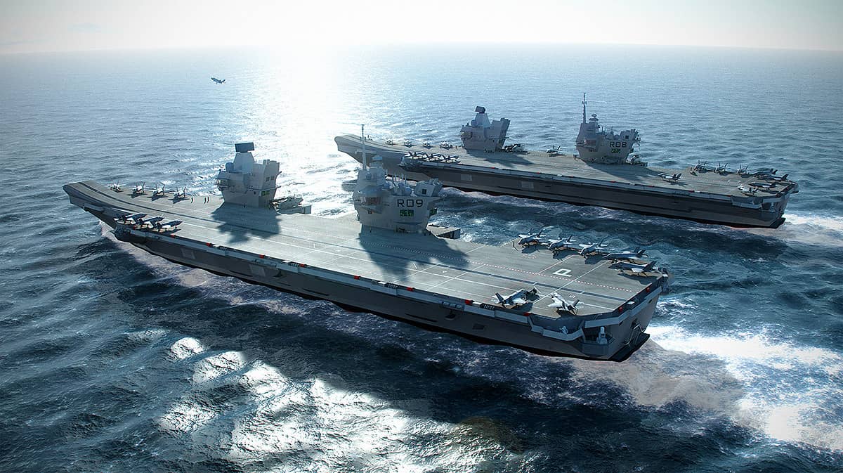 hms queen elizabeth aircraft carrier at sea