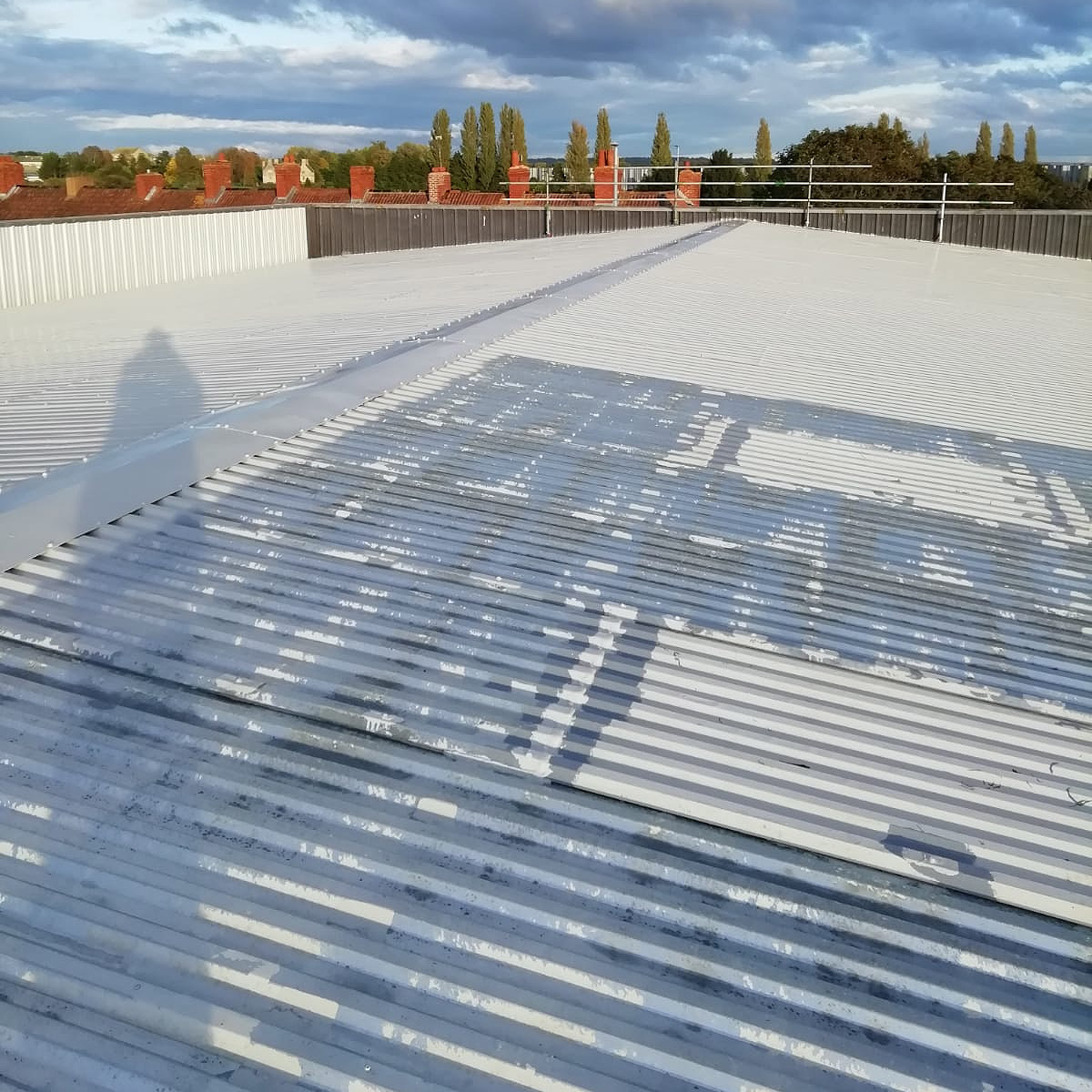 steel roof over painting in progress