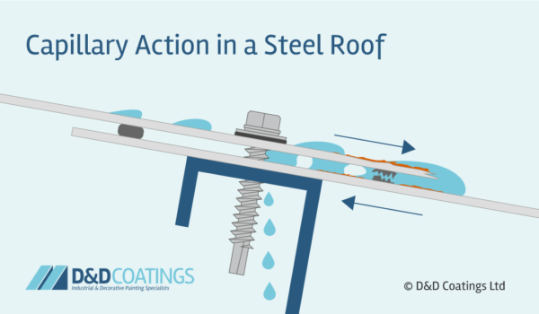 capillary action in steel roofs