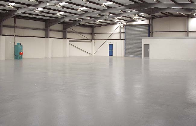 light grey painted warehouse floor