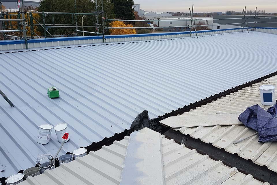 roof coating approved giromax contractors work in progress