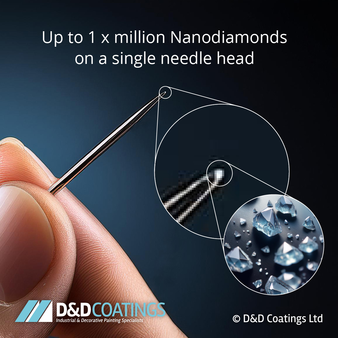Up to a million of nanodiamonds fit on a needle pin head
