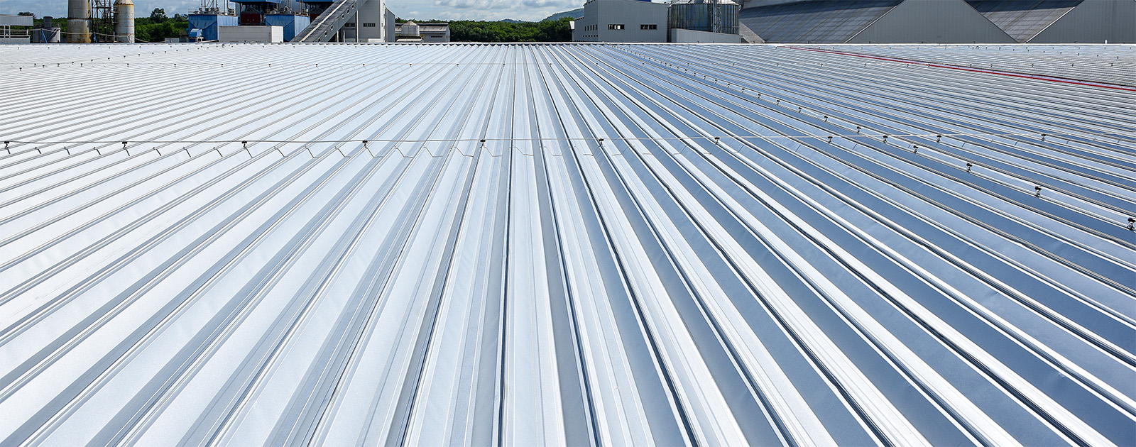 light grey corrugated steel roof newly coated