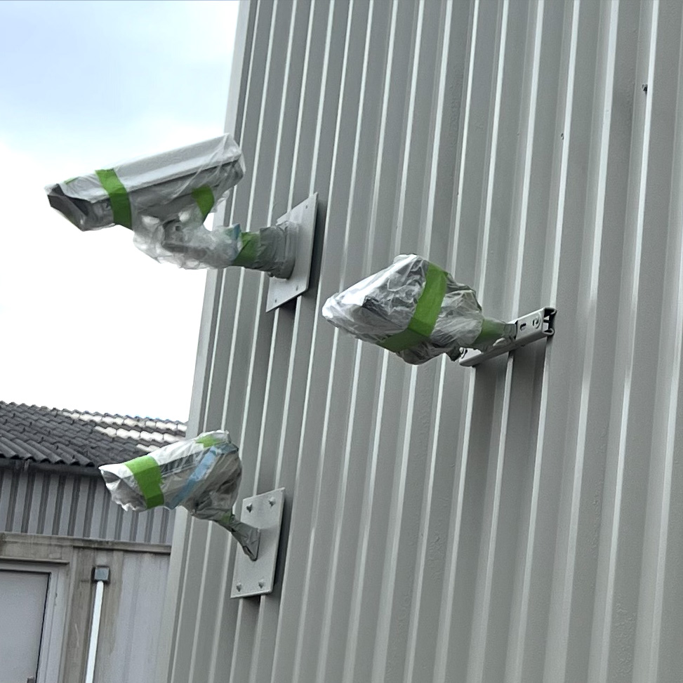 cctv installations masked off prior to cladding coating work